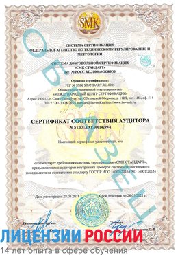 Образец сертификата соответствия аудитора №ST.RU.EXP.00014299-1 Ханты-Мансийск Сертификат ISO 14001